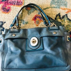 COACH F14522 Peyton Carryall Blue Leather Satchel